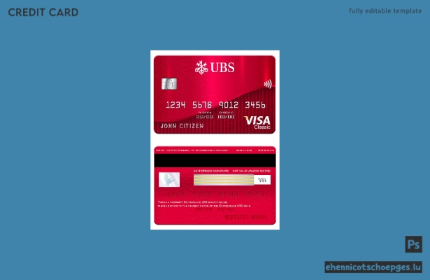 Beispielvorschau der UBS Bank Visa Classic Karte aus der Schweiz